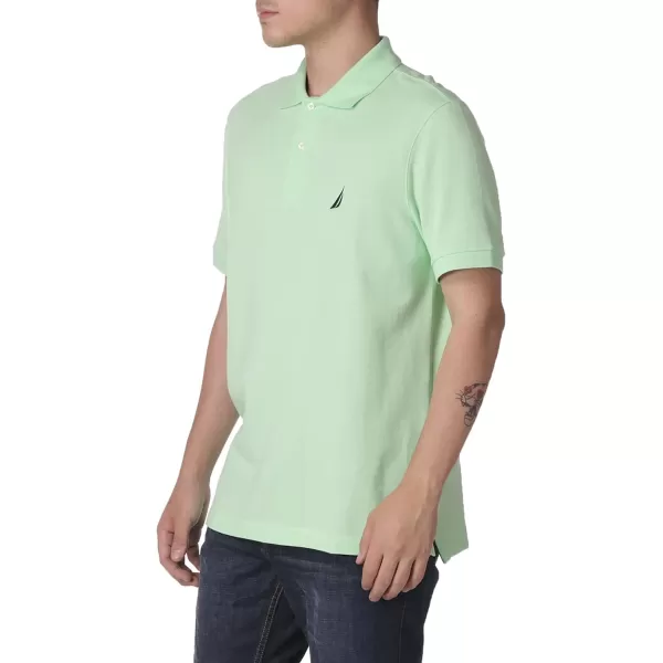 Nautica Mens Short Sleeve Solid Cotton Pique Polo ShirtAsh Green Solid