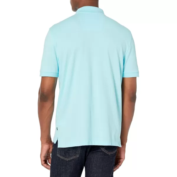 Nautica Mens Short Sleeve Solid Cotton Pique Polo ShirtBright Aqua Solid