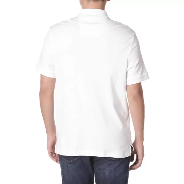 Nautica Mens Short Sleeve Solid Cotton Pique Polo ShirtBright White