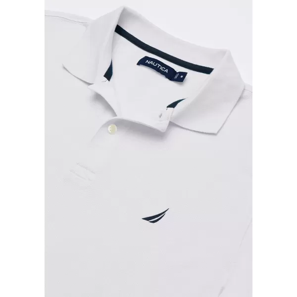 Nautica Mens Short Sleeve Solid Cotton Pique Polo ShirtBright White Solid