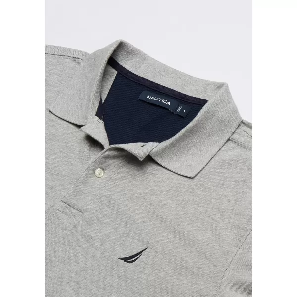 Nautica Mens Short Sleeve Solid Cotton Pique Polo ShirtGrey Heather
