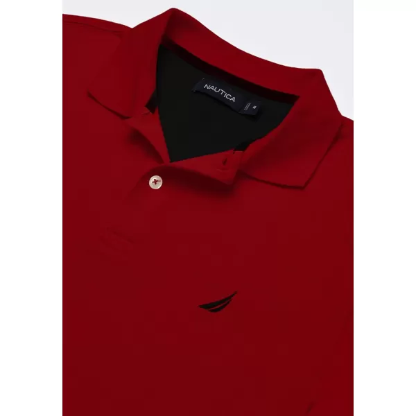 Nautica Mens Short Sleeve Solid Cotton Pique Polo ShirtNautica Red Solid