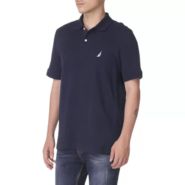 Nautica Mens Short Sleeve Solid Cotton Pique Polo ShirtNavy Solid