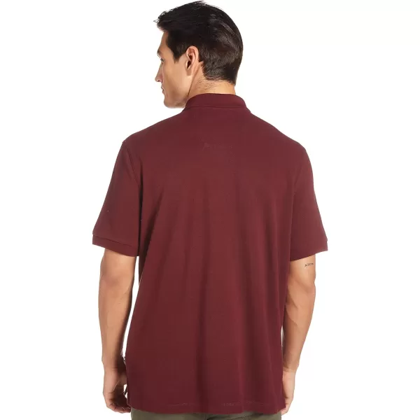 Nautica Mens Short Sleeve Solid Cotton Pique Polo ShirtRoyal Burgundy Solid