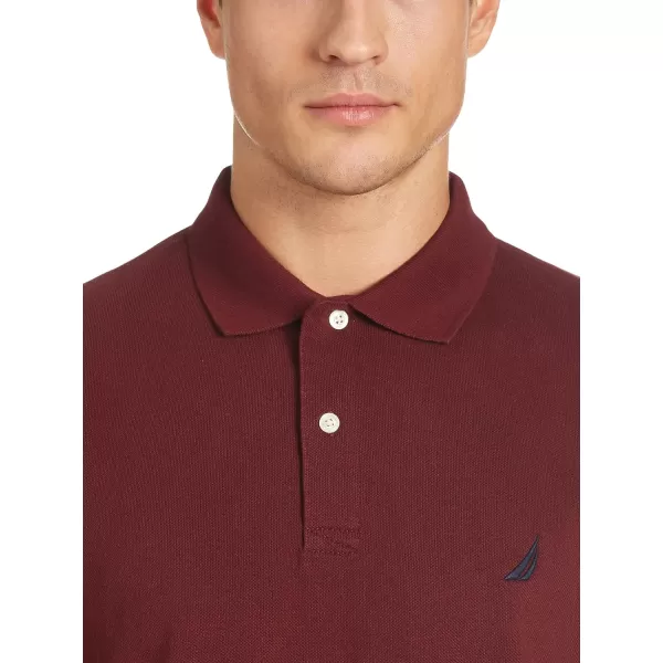 Nautica Mens Short Sleeve Solid Cotton Pique Polo ShirtRoyal Burgundy Solid