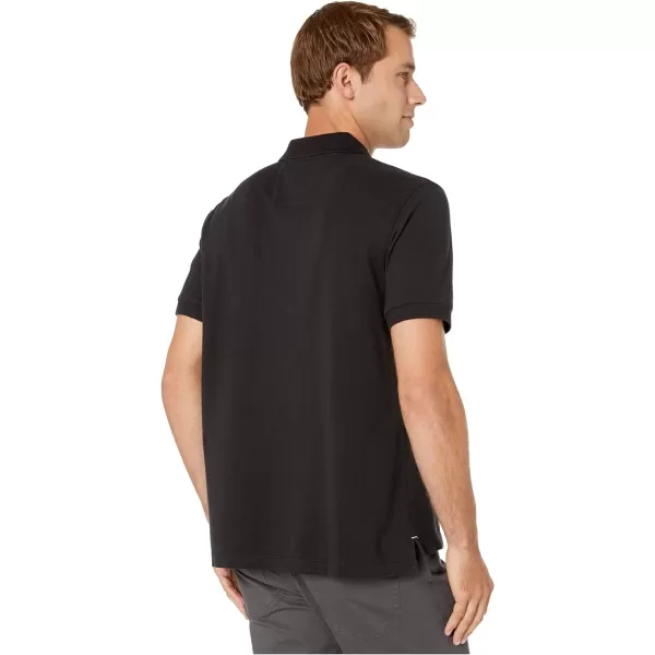 Nautica Mens Short Sleeve Solid Cotton Pique Polo ShirtTrue Black