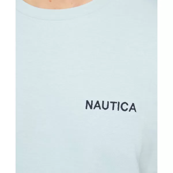 Nautica Mens Short Sleeve Solid Crew Neck TShirtBay Blue Solid