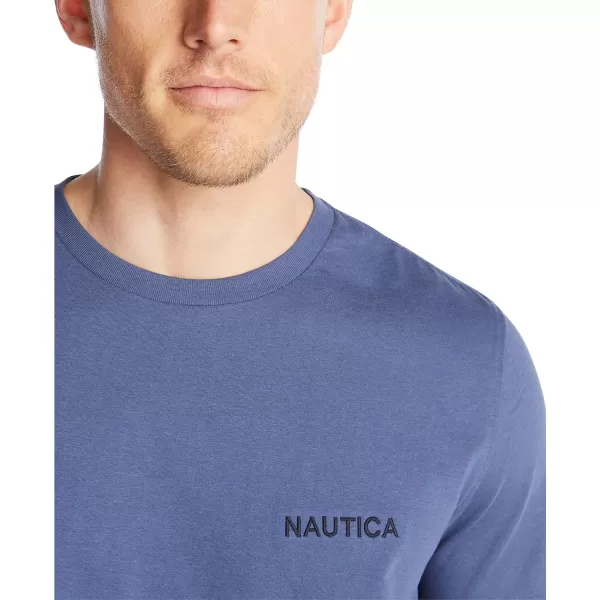 Nautica Mens Short Sleeve Solid Crew Neck TShirtBlue Indigo