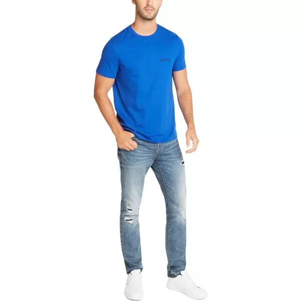 Nautica Mens Short Sleeve Solid Crew Neck TShirtBright Cobalt Solid