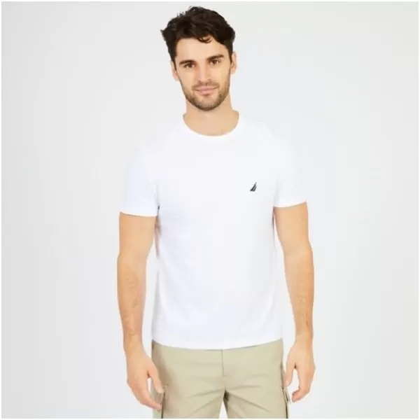 Nautica Mens Short Sleeve Solid Crew Neck TShirtBright White