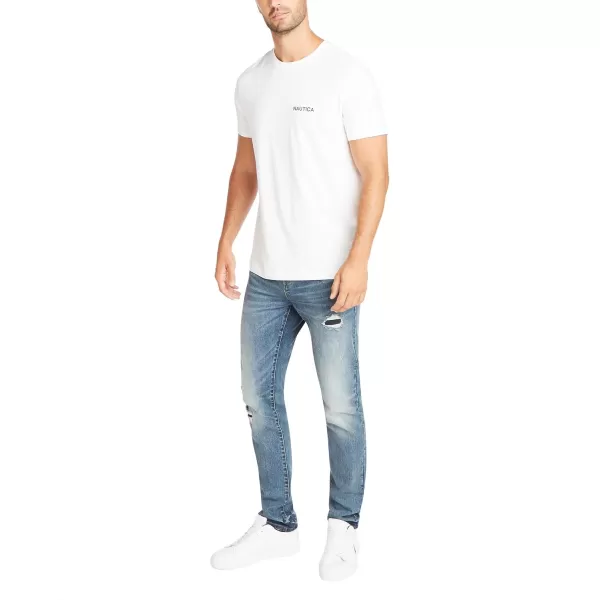 Nautica Mens Short Sleeve Solid Crew Neck TShirtBright White Solid