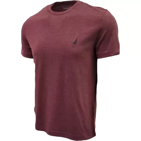 Nautica Mens Short Sleeve Solid Crew Neck TShirtBurgundy Heather