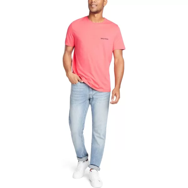 Nautica Mens Short Sleeve Solid Crew Neck TShirtMelon Berry