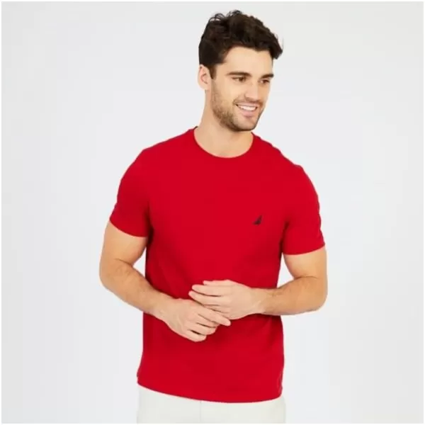 Nautica Mens Short Sleeve Solid Crew Neck TShirtNautica Red