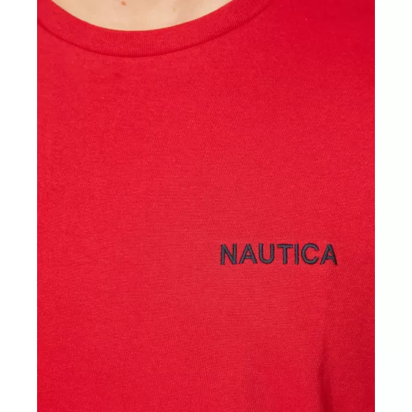 Nautica Mens Short Sleeve Solid Crew Neck TShirtNautica Red Solid