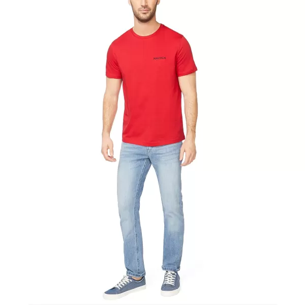 Nautica Mens Short Sleeve Solid Crew Neck TShirtNautica Red Solid