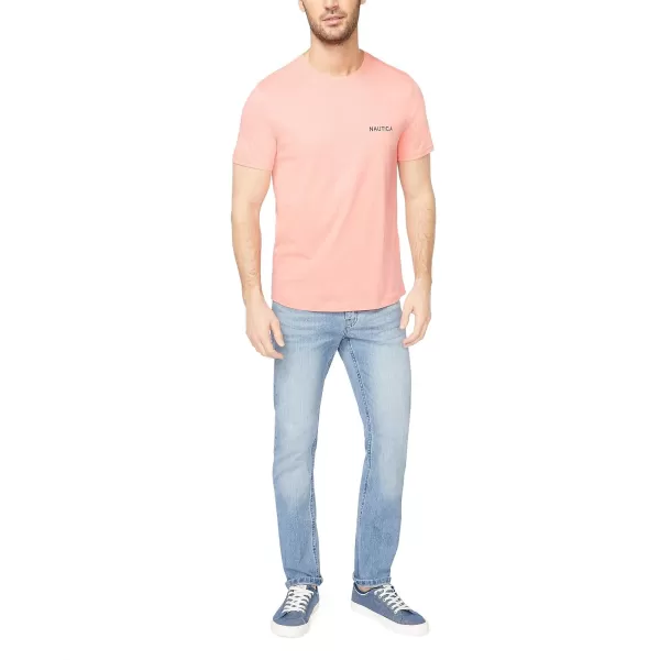 Nautica Mens Short Sleeve Solid Crew Neck TShirtPale Coral Solid