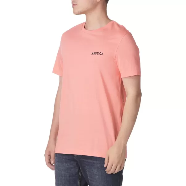 Nautica Mens Short Sleeve Solid Crew Neck TShirtPale Coral Solid