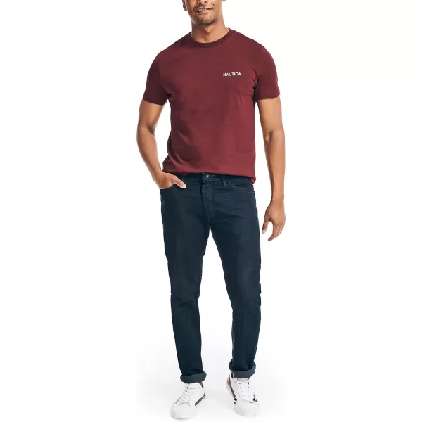 Nautica Mens Short Sleeve Solid Crew Neck TShirtRoyal Burgundy