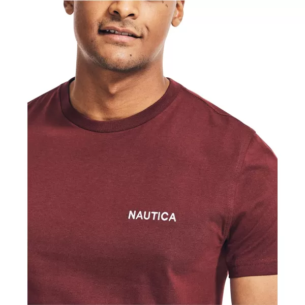 Nautica Mens Short Sleeve Solid Crew Neck TShirtRoyal Burgundy