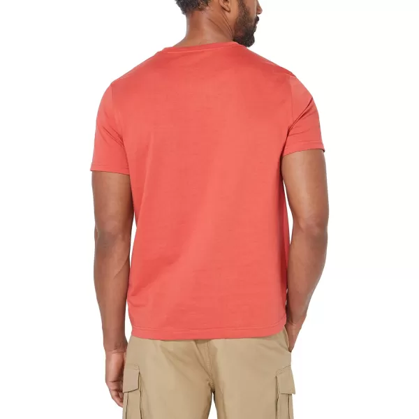 Nautica Mens Short Sleeve Solid Crew Neck TShirtSunbaked Red Solid