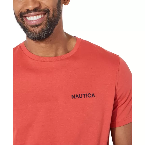 Nautica Mens Short Sleeve Solid Crew Neck TShirtSunbaked Red Solid