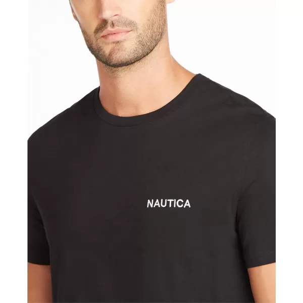 Nautica Mens Short Sleeve Solid Crew Neck TShirtTrue Black Solid