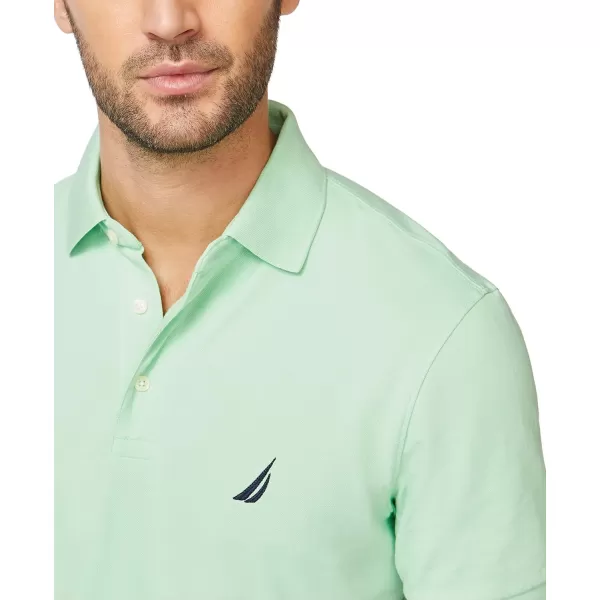 Nautica Mens Short Sleeve Solid Stretch Cotton Pique Polo ShirtAsh Green