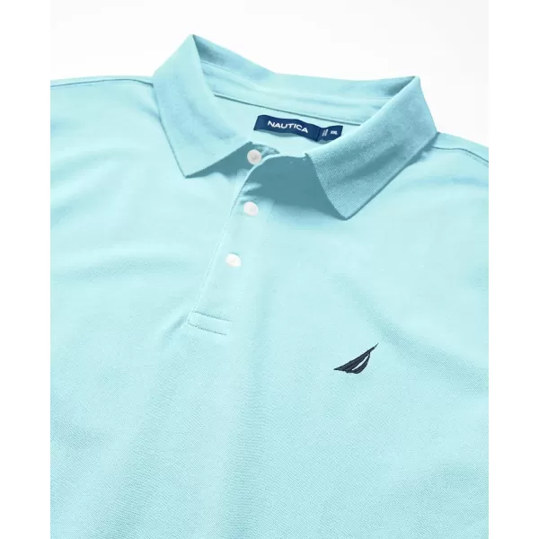 Nautica Mens Short Sleeve Solid Stretch Cotton Pique Polo ShirtBright Aqua