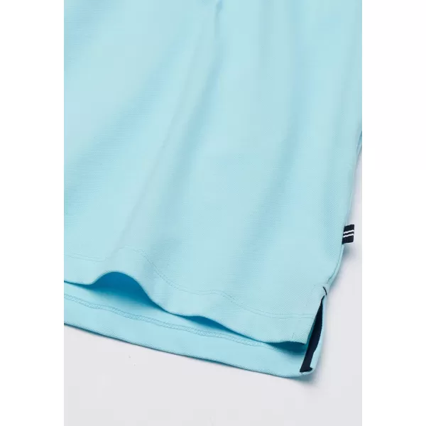 Nautica Mens Short Sleeve Solid Stretch Cotton Pique Polo ShirtBright Aqua