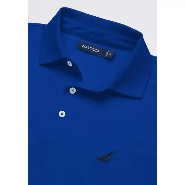 Nautica Mens Short Sleeve Solid Stretch Cotton Pique Polo ShirtBright Cobalt