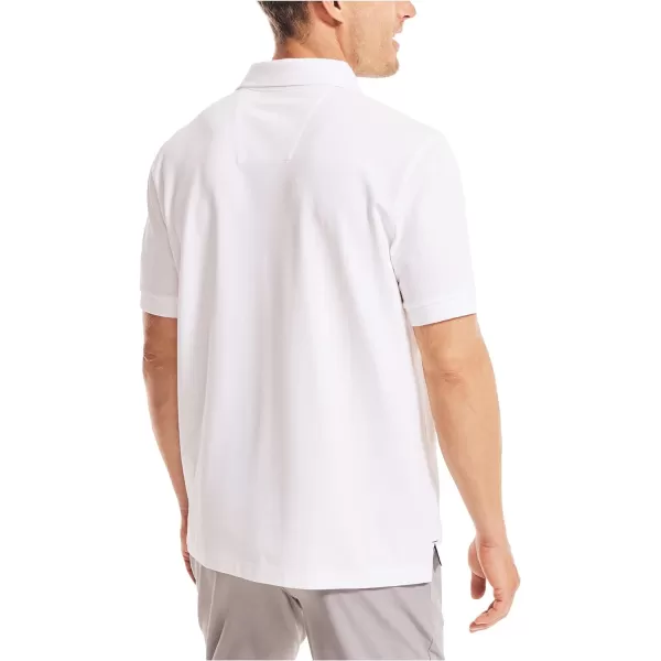 Nautica Mens Short Sleeve Solid Stretch Cotton Pique Polo ShirtBright White