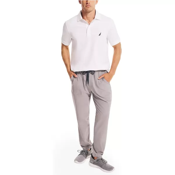 Nautica Mens Short Sleeve Solid Stretch Cotton Pique Polo ShirtBright White