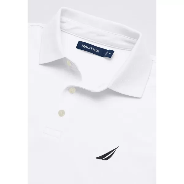 Nautica Mens Short Sleeve Solid Stretch Cotton Pique Polo ShirtBright White
