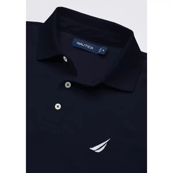 Nautica Mens Short Sleeve Solid Stretch Cotton Pique Polo ShirtNavy