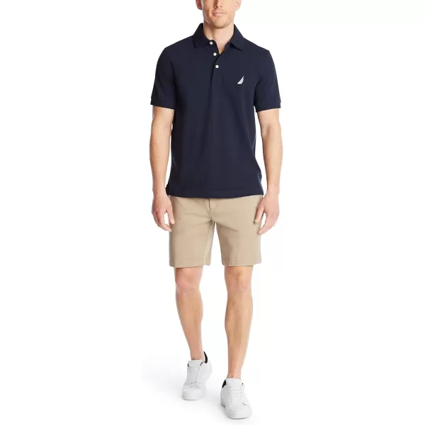 Nautica Mens Short Sleeve Solid Stretch Cotton Pique Polo ShirtNavy