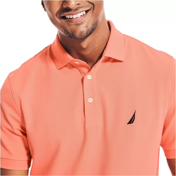 Nautica Mens Short Sleeve Solid Stretch Cotton Pique Polo ShirtPale Coral
