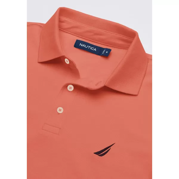 Nautica Mens Short Sleeve Solid Stretch Cotton Pique Polo ShirtPale Coral