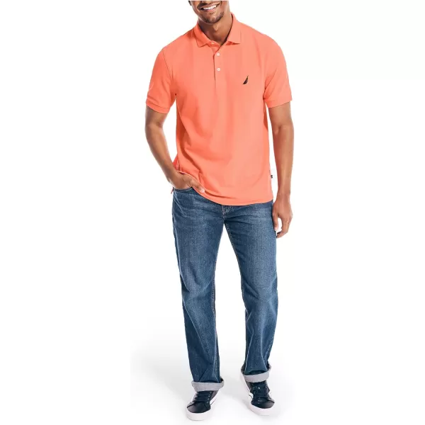 Nautica Mens Short Sleeve Solid Stretch Cotton Pique Polo ShirtPale Coral