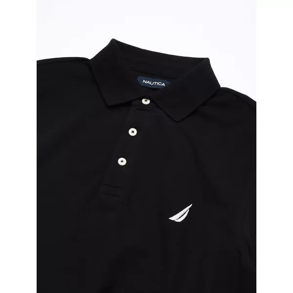 Nautica Mens Short Sleeve Solid Stretch Cotton Pique Polo ShirtTrue Black