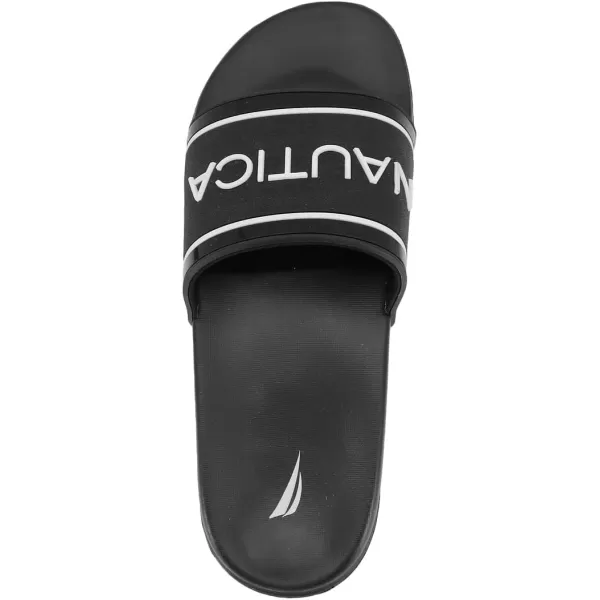 Nautica Mens Shower Sandals Open Toe Soft Slide House Slipper for Indoor amp OutdoorBlack
