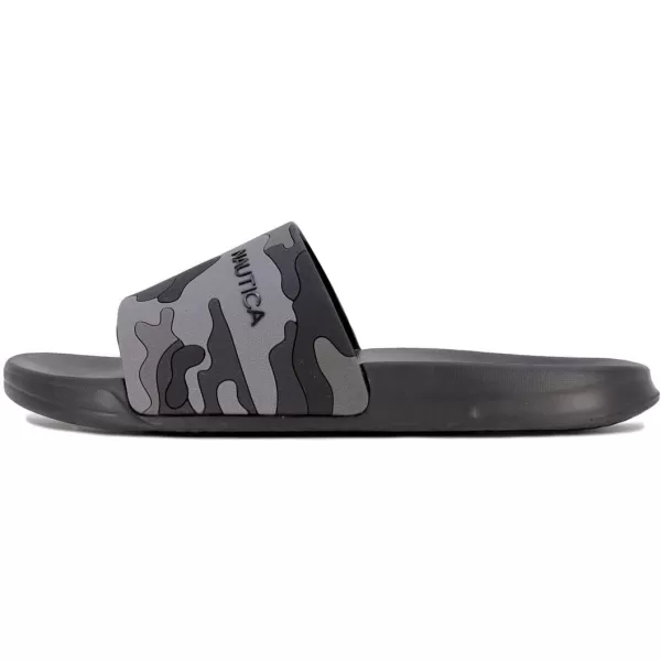 Nautica Mens Shower Sandals Open Toe Soft Slide House Slipper for Indoor amp OutdoorBlack Camo Callo