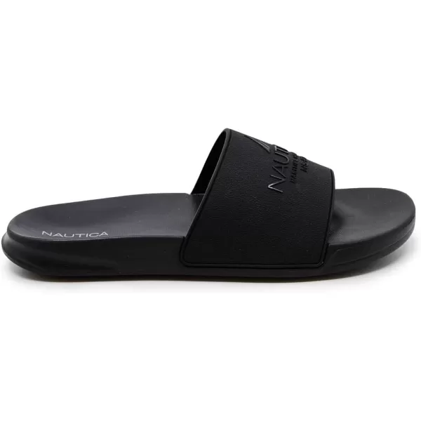 Nautica Mens Shower Sandals Open Toe Soft Slide House Slipper for Indoor amp OutdoorBlackBlack Porter