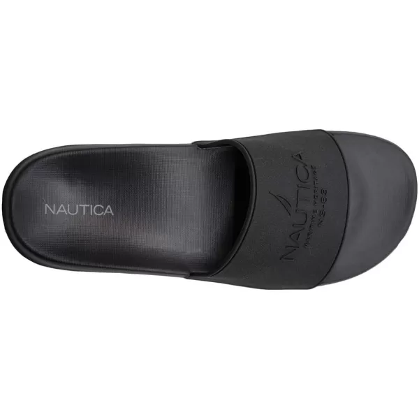 Nautica Mens Shower Sandals Open Toe Soft Slide House Slipper for Indoor amp OutdoorBlackBlack Porter