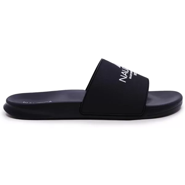 Nautica Mens Shower Sandals Open Toe Soft Slide House Slipper for Indoor amp OutdoorBlackWhiteporter