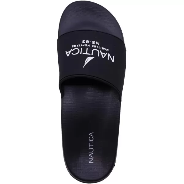 Nautica Mens Shower Sandals Open Toe Soft Slide House Slipper for Indoor amp OutdoorBlackWhiteporter