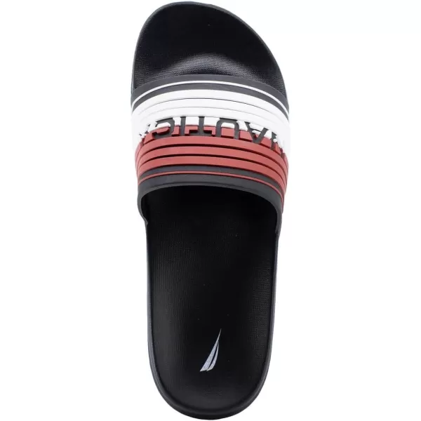 Nautica Mens Shower Sandals Open Toe Soft Slide House Slipper for Indoor amp OutdoorBlackharpp