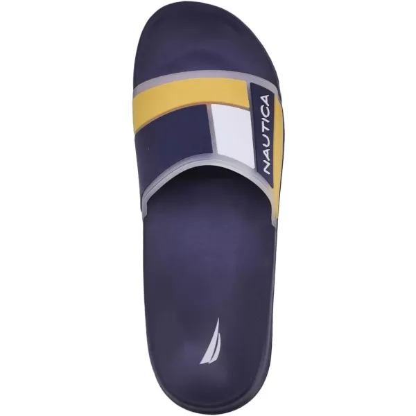 Nautica Mens Shower Sandals Open Toe Soft Slide House Slipper for Indoor amp OutdoorBower Clearnavy Yellow