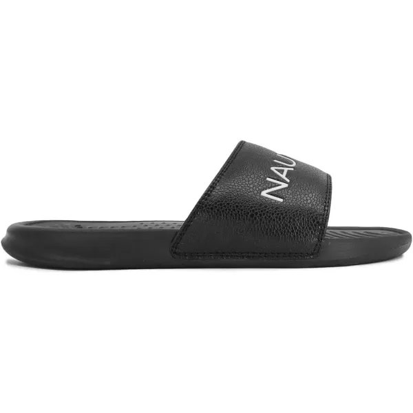 Nautica Mens Shower Sandals Open Toe Soft Slide House Slipper for Indoor amp OutdoorBretton Black