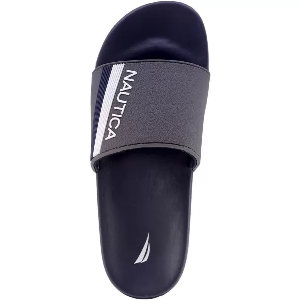 Nautica Mens Shower Sandals Open Toe Soft Slide House Slipper for Indoor amp OutdoorCharcoal Norwood